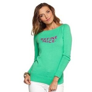 Lilly Pulitzer Define Nice Graphic Sweater Sz XS Boat Neck‎ Long Sleeve Green